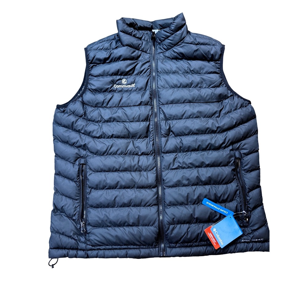 Columbia Powder Lite II Vest Mens XL Black NEW Omni-Heat Puffer Commvault Logo